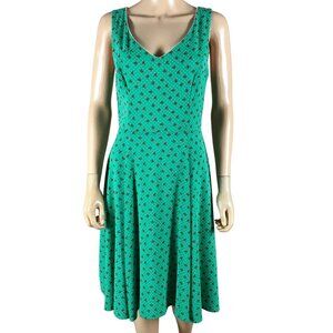 EVA ROSE Green Cherry Print Fit & Flare Dress MEDIUM